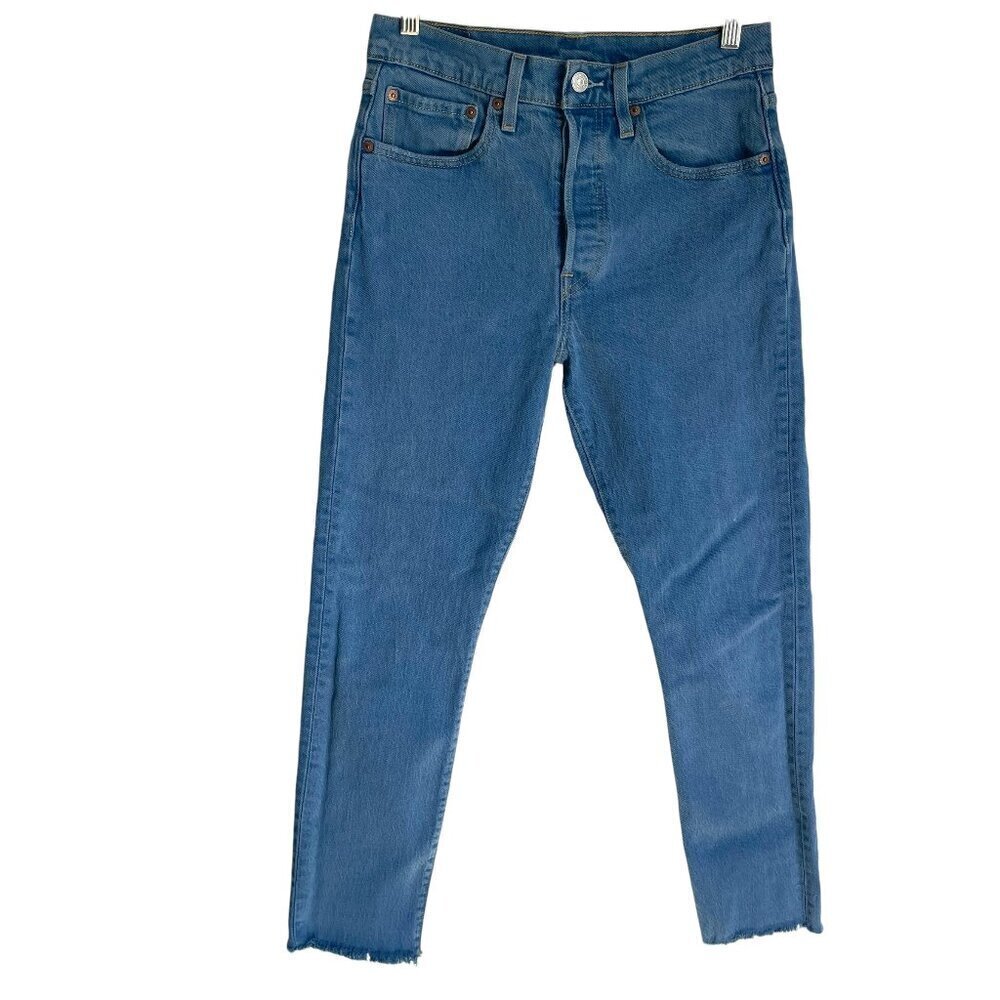 Levis 501 S Jeans Womens 27x28 Button Fly Denim Skinny Filiforme - Blue Color